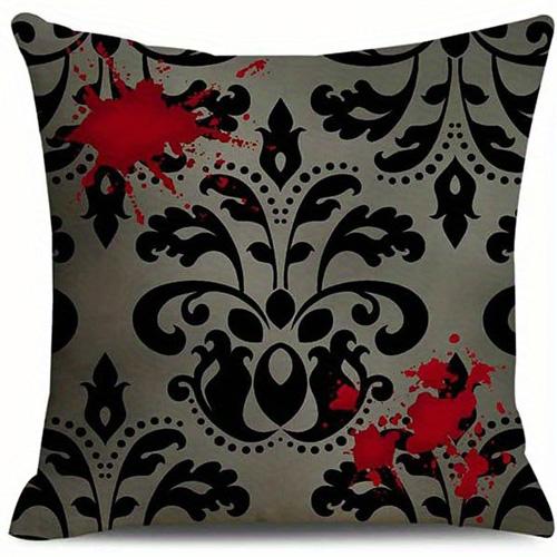 Home Decor Gothic Patterns: Raven, Skulls & Blood Splashes Pattern Cushion Cover Suitable for Sofa Bedroom Car Pillow Cover