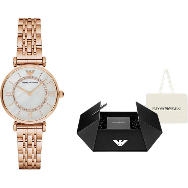 Emporio Armani Женские часы с двумя стрелками из нержавеющей стали с покрытием цвета розового золота AR1909