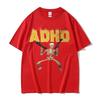 ADHD Skeleton Meme Vintage T Shirt Humor Horror Funny Skull Graphic Tee Unisex Casual Oversized Streetwear Top for Unisex Women