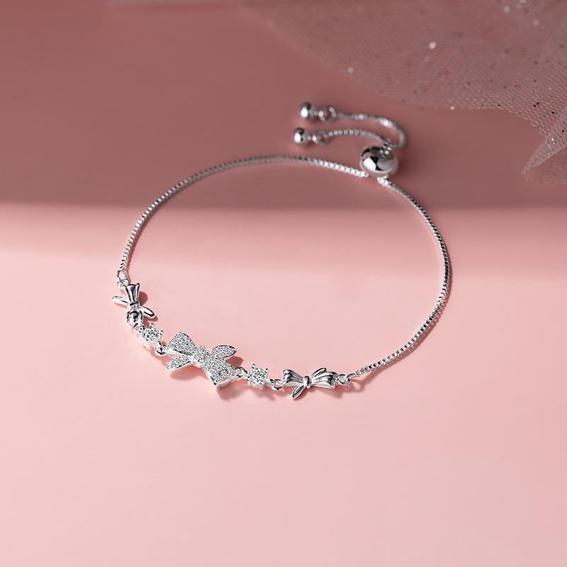 Bow Bracelet Femininity Light Luxury Inlaid Zircon Korean Version Exquisite Gentle Jewelry