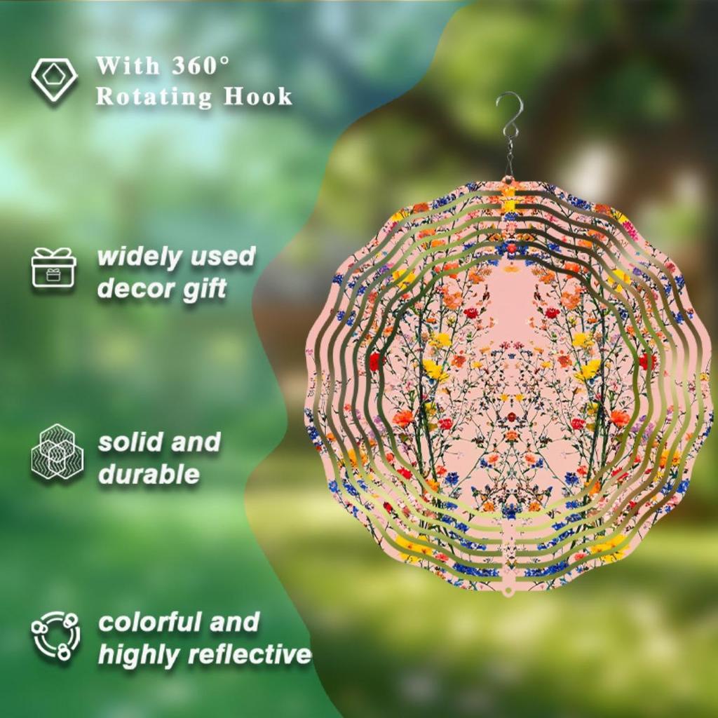 10 Inch Hanging Wind Chime Rotating Design with 360 Hook for Spring Summer Balcony Garden Decoration Unique Style To Enhance Space Atmosphere