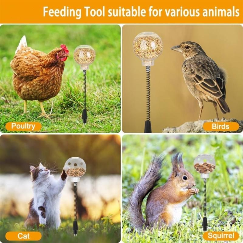 Automatic Chicken Feeder Toy With 3 Hole Dispenser Spring Mechanism For Poultry Entertainment Feeding Equipment
