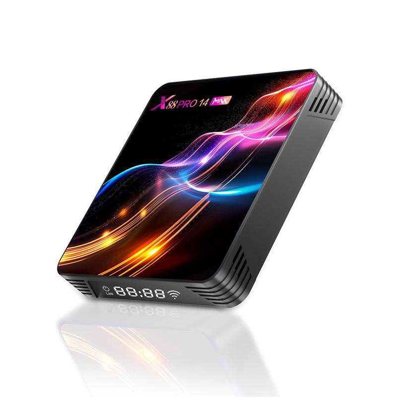 Android TV Box X88 Pro 14 Max: Android 13, RK3528, 4 ГБ ОЗУ, 32 ГБ ПЗУ, Двухдиапазонный Wi-Fi, Bluetooth.