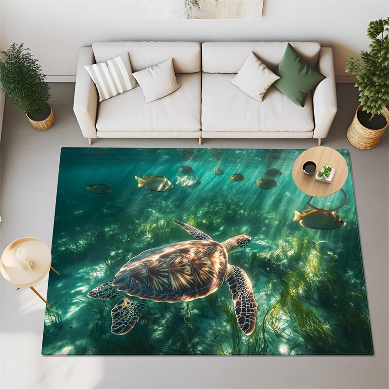 3D Sea Fish Turtles Big Carpet For Bedroom Living Room Super Soft Absorbent Sponge Bathroom Floor Mat Cute Toilet Rug Non-slip