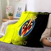 Club Vill-arreal Crest Design Flannel Blanket, Soft Polyester, Modern Design, All-Season for Camping, Travel, Gifts for holidays or birthdays
