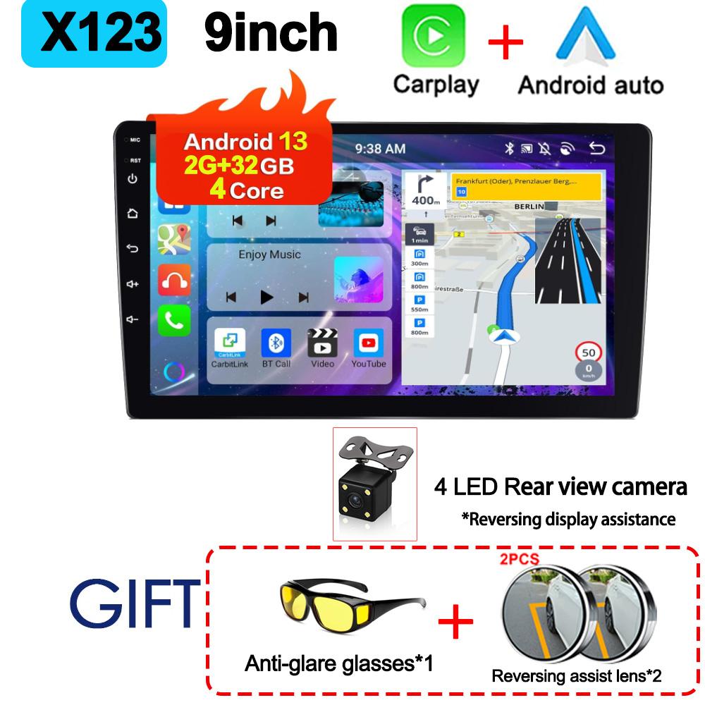 Android13 Автомобильный Радио Стерео 7.9.10 дюймов GPS Приемник Плеер 2G+32G CarPlay Android Auto WIFI/FM 2 din Радио Мультимедийный Плеер