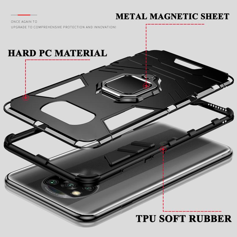 Shockproof Case For Xiaomi Redmi Note 10 11 12 10S 11S 12S Poco X3 X4 X5 Pro M4 M5 M5S F3 F4 GT 4G 5G Stand Back Phone Cover