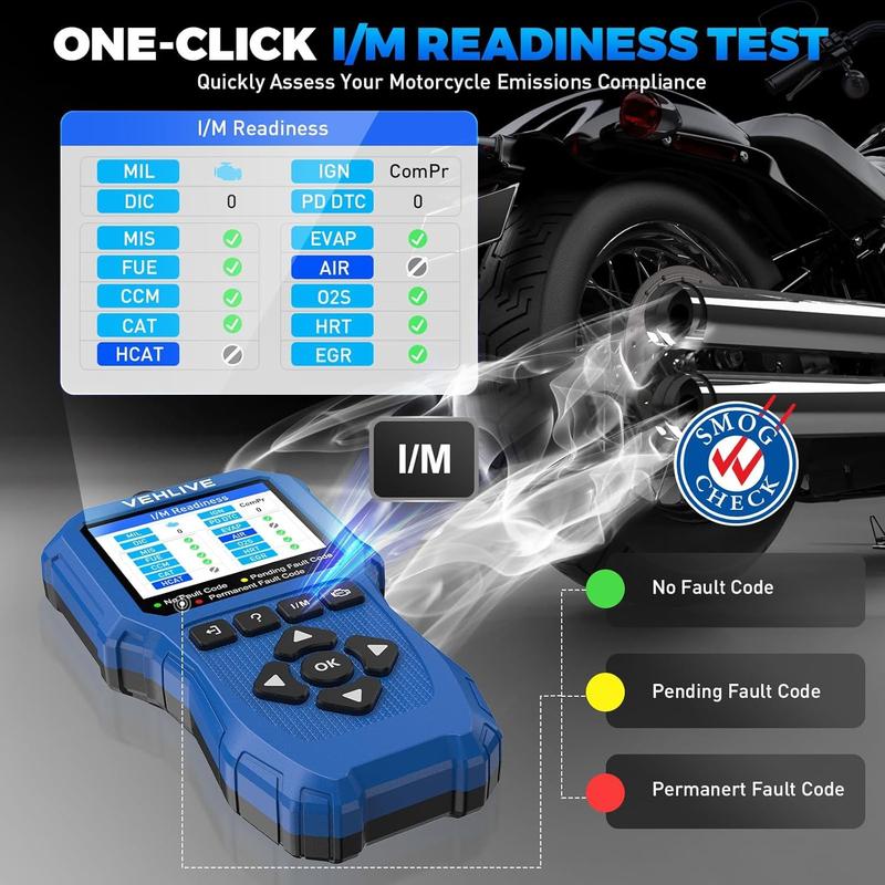 Motor OBD2 Scanner Fault Code Reader Vehicle Motorcycle OBDII Diagnostic Tools Voltage Charging Test for Yamaha Honda Suzuki BMW
