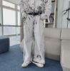 Men's Retro Tie-Dye Casual Suit: Loose Denim Jacket & Wide-Leg Trousers
