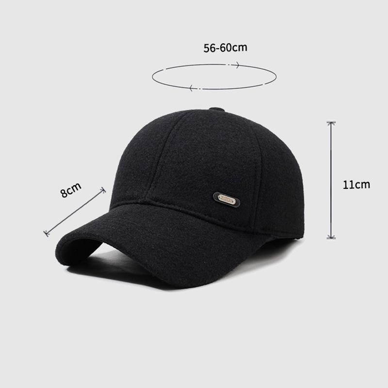 Мужская осенне-зимняя шерстяная шапка, кепка, для среднего и пожилого возраста, толстая, теплая, с защитой ушей, бейсболка