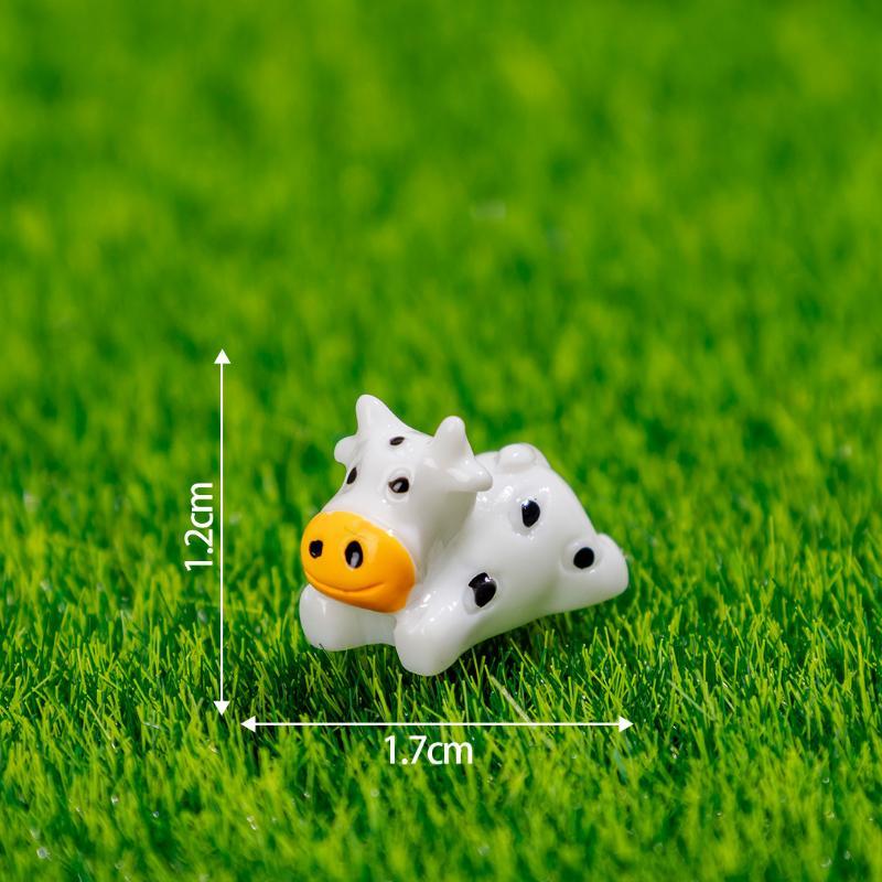 6Pcs Mini Resin Cow Figurine Bulk Tiny Cow Ornament for Dollhouse Decor Micro Landscape Potted Plant Bonsai Ornament