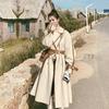New Beige Double-sided Woolen Coat Women's Mid-length Autumn and Winter Contrast Color Hemmed Loose Woolen Coat