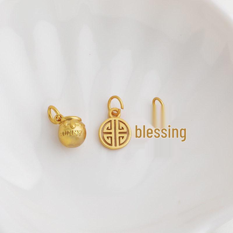 Позолоченный подвеска-жетон с иероглифом Фу цвета песочного золота - Полый ретро-дизайн, DIY ручная работа, Медовый горшочек, Амулет на удачу