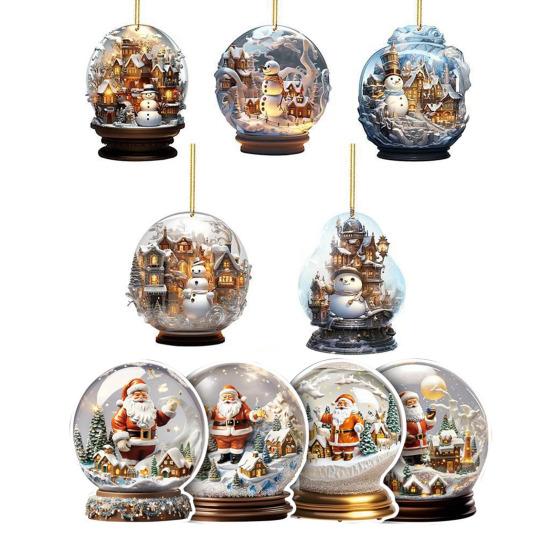 Подвеска в виде снеговика Yousheng Christmas, 2D, плоская акриловая подвеска, прозрачный шар, подвеска в виде снеговика для каминной двери рождественской елки