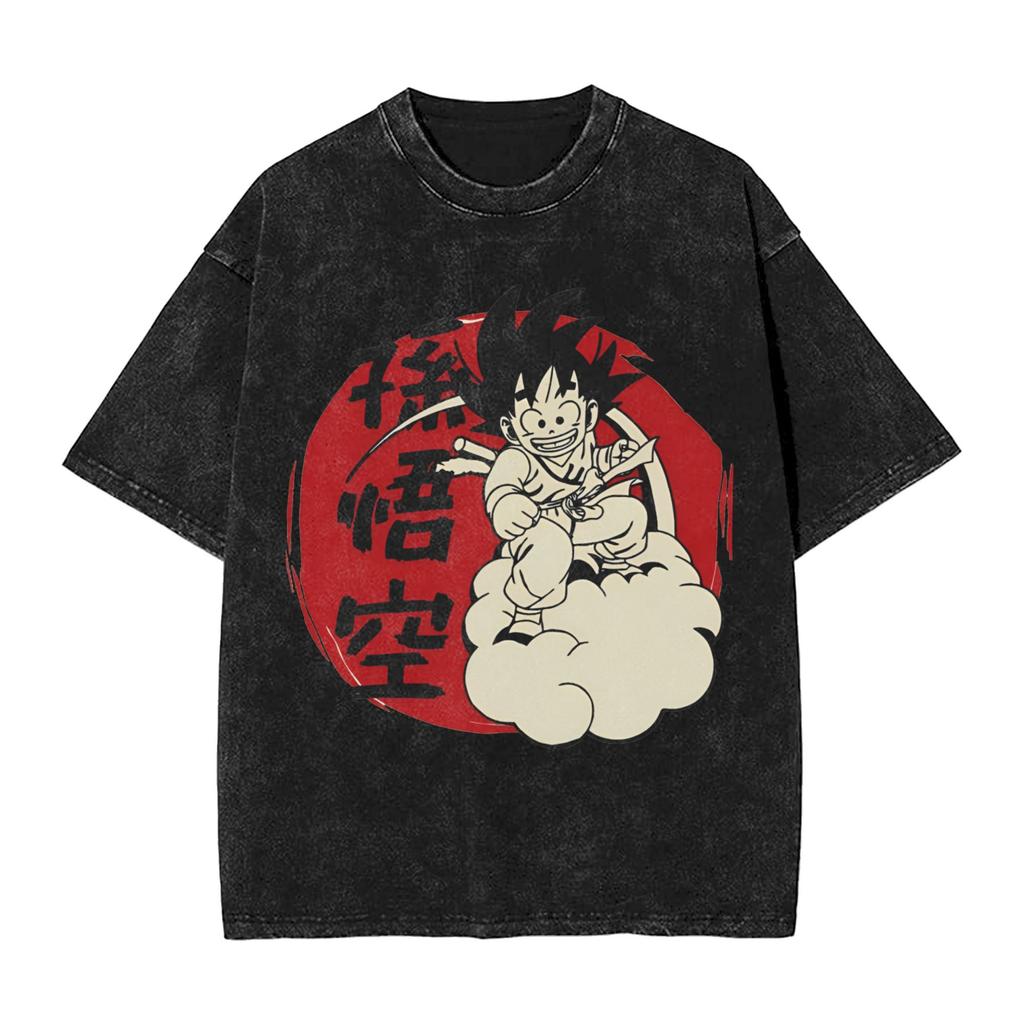DragonBall Z Goku Printed Tshirt Mens and Womens Washed Tshirt High Quality Vintage Cotton Tshirt Harajuku YK Tops
