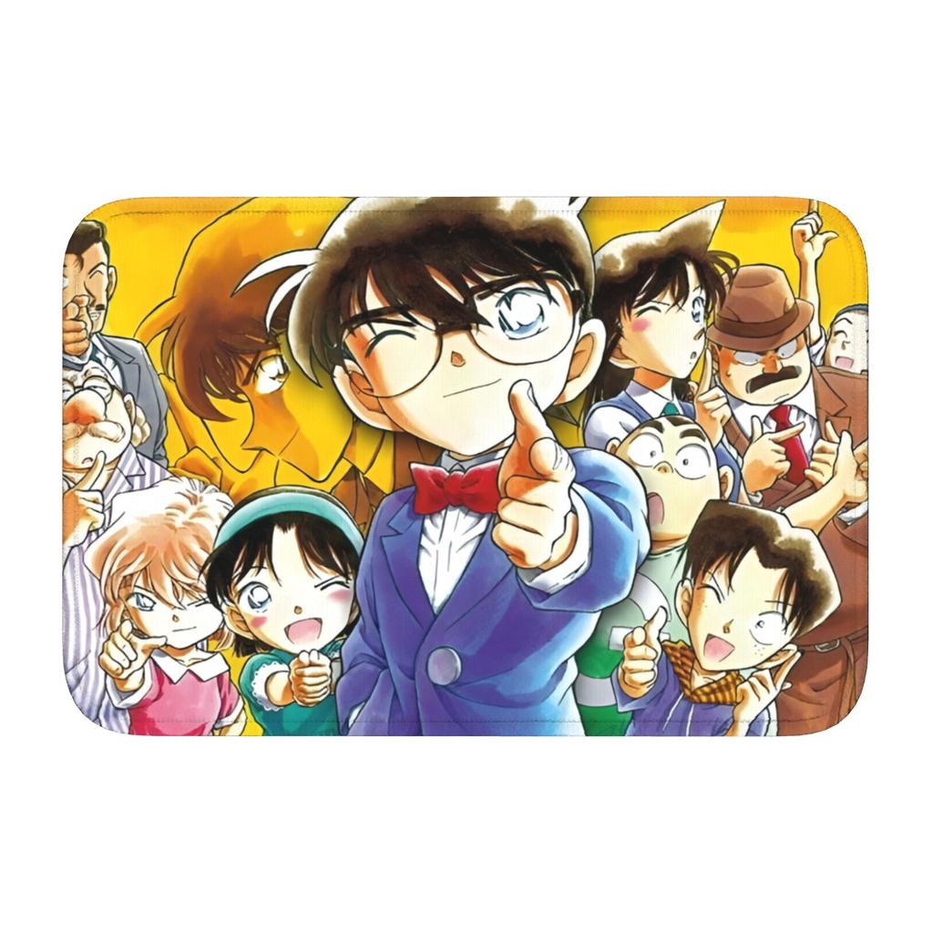 Custom Funny Detectived Anime Conan Doormat Non-Slip Entrance Welcome Kitchen Bath Floor Door Mat Toilet Living Room Carpet Rug