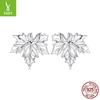 Romantic Maple Plain Silver Stud Earrings Exquisite Texture S925 Sterling Silver Leaf Stud Earrings