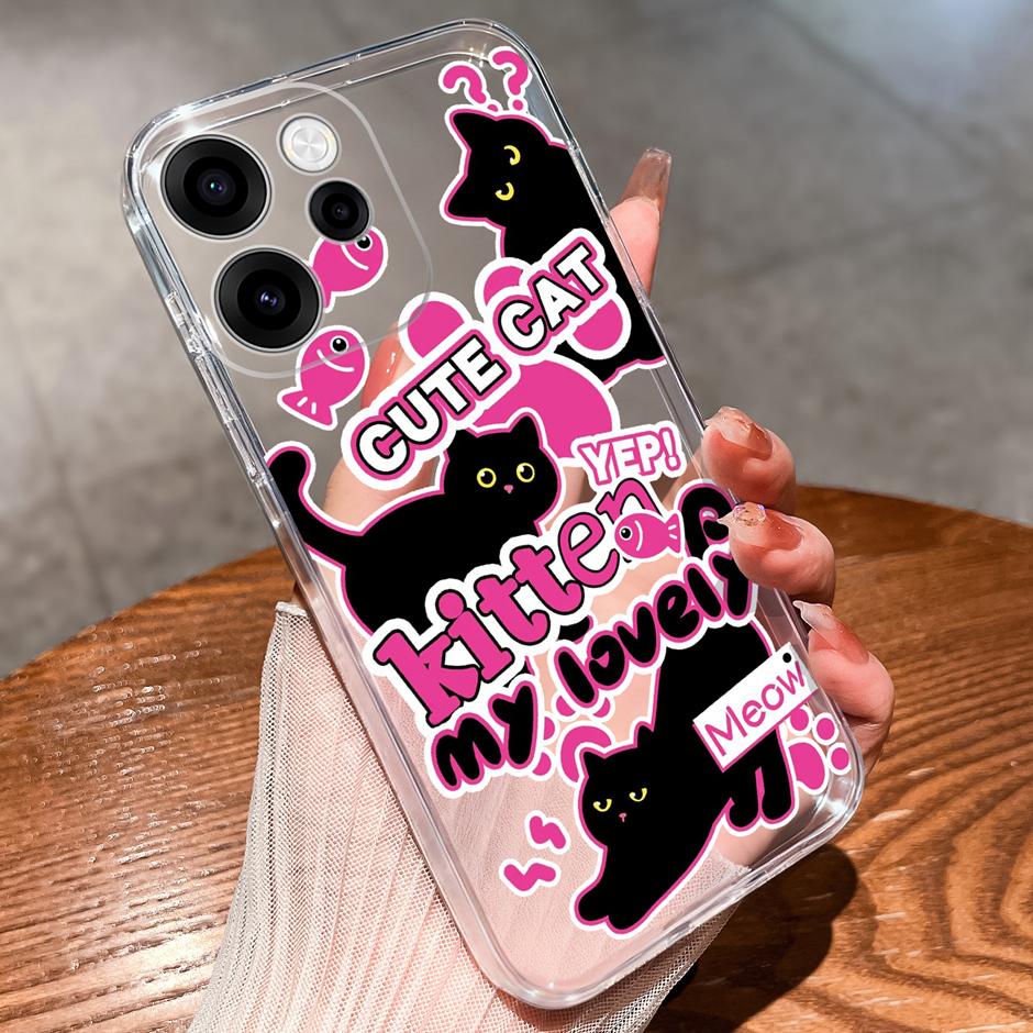 Чехол для OPPO Reno15Pro Reno15F Милая свинка Динозавр Минималистичный Прочный Прозрачный корпус для OPPO Reno15 F Reno 15 Pro Coque