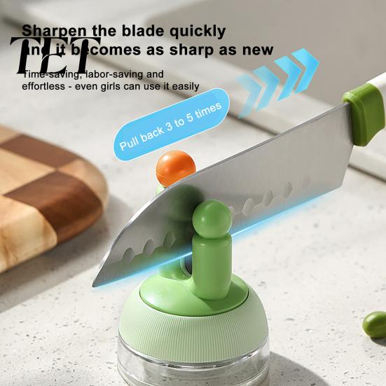 Fruit Knife Sharpener Suction Cup Sharpener, Cactus Shape Diamond Surface Kitchen Manual Blade Tool, Quick Sharpening Device for Knives And
