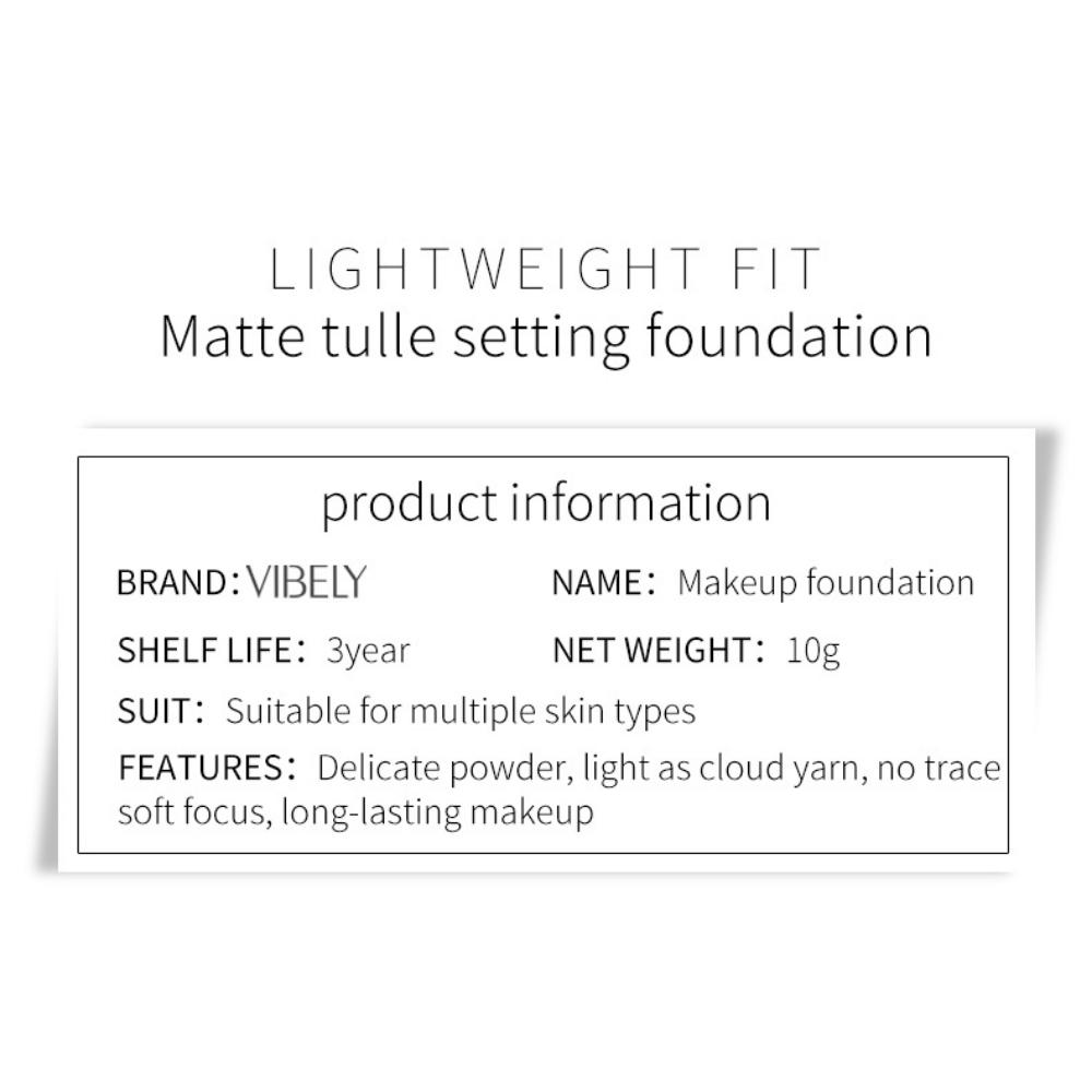VIBELY Setting Powder — это высокопигментированная, маскирующая и осветляющая пудра, которая долго держится, устойчива к поту и не смывает макияж.