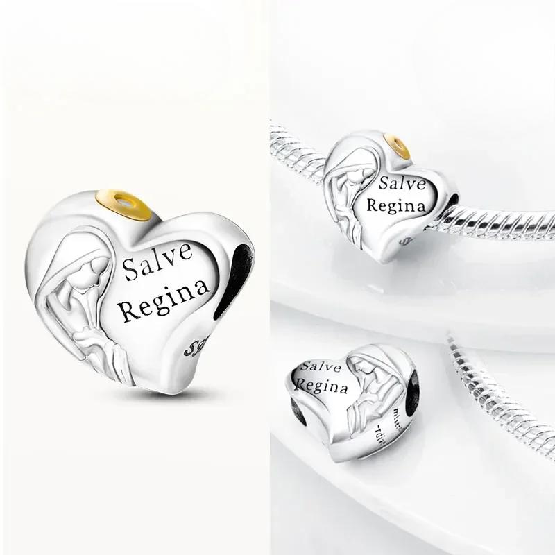 Copper Our Lady Charm Bead The Virgin Mary Dangle Fit Original Bracelet Pendants Jewelry Marking Fine Gift For Women