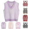 Women's Casual V-Neck Pullover Shirt Collision Color Sleeveless Sweater Vest