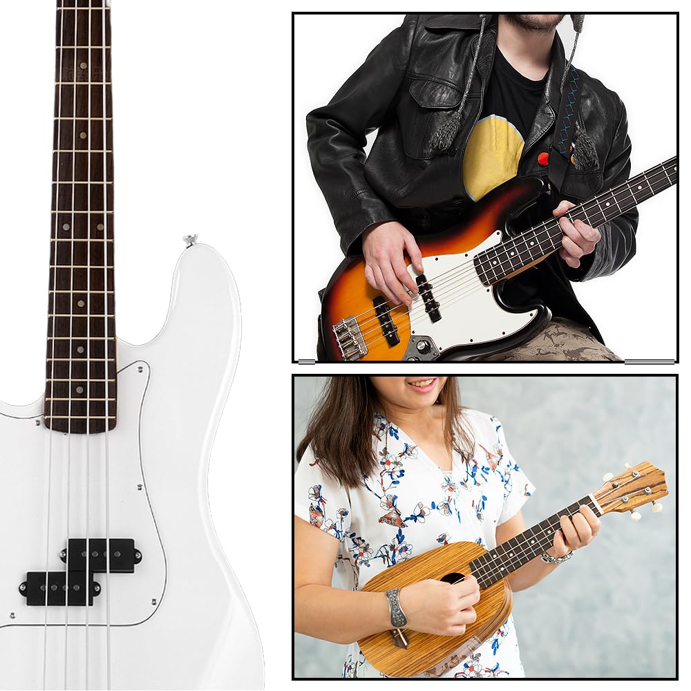 LIANHATA Набор из 6 ремешков с винтами и 2 в 3 металлических пуговицах для электрогитары, аккордовых палочек, бас-гитарных накладок, цвета, бас, гитара,