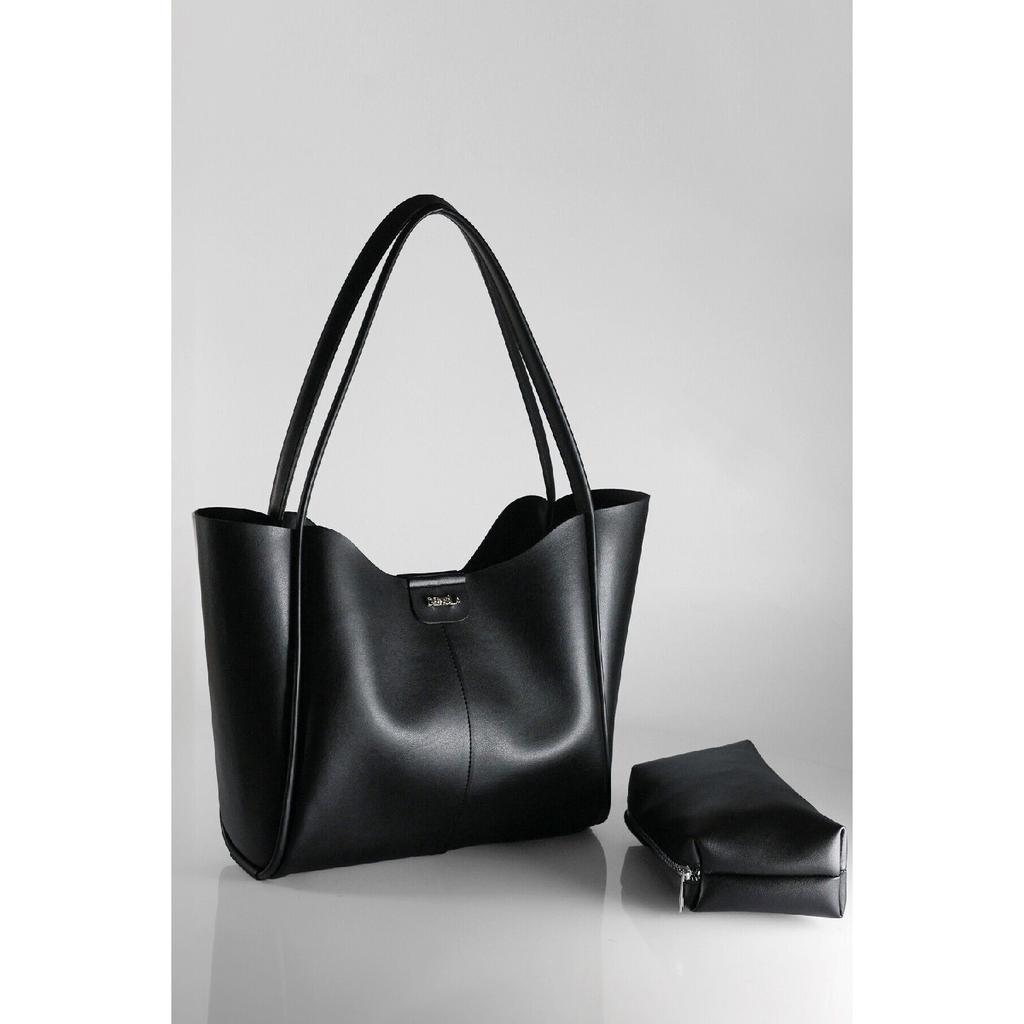 Women's Black Large Size Makeup Bag Hand And Shoulder Bag