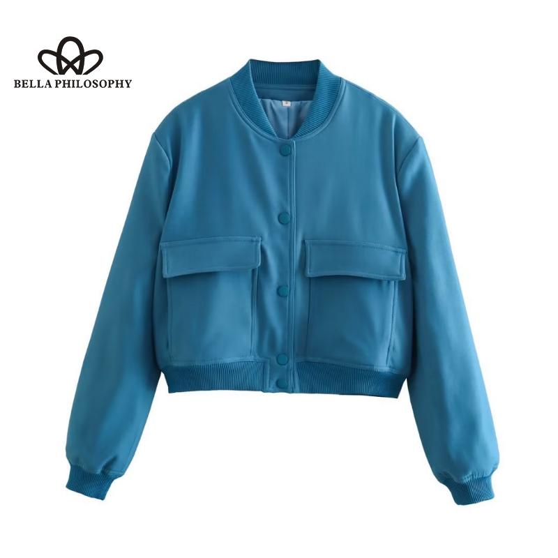 Весенняя новая женская одежда, куртка с большим карманом и воротником-стойкой, женское модное повседневное элегантное короткое пальто