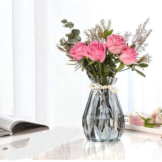 Vase stylish glass single flower holder simple container transparent base decorative home decoration height 15CM