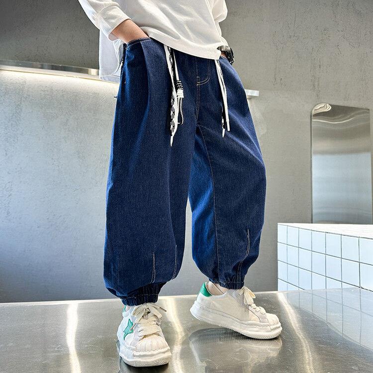 Boys' Pants Spring and Autumn Slim Loose and Handsome Deep Blue Street Dance Jeans