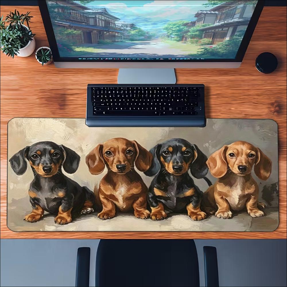 Cute Dachshund Dog Large Desk Mat NonSlip Rubber Gaming Mouse Pad Hd Print Keyboard Pad For Office Laptop Gamer Computer Setup