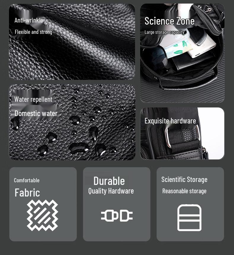 Men's Vertical Shoulder Bag: Business Casual Multi-compartment Backpack Briefcase