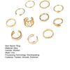 11 Pcs/Set Women Hollow Out Multi Shapes Twisted Polished Smooth Alloy Adjustable Open Ring