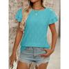 Женская летняя футболка нового стиля с круглым вырезом, однотонная, с короткими рукавами, с вырезом сверху