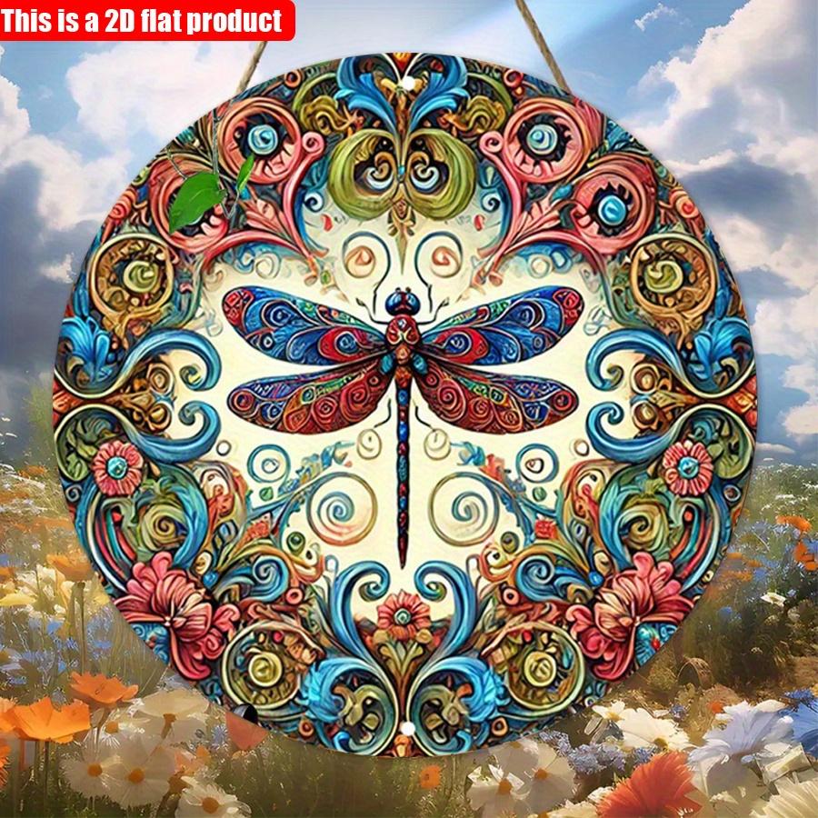 2D плоские 20*20 см 1 шт. Яркие, яркие стрекозы и цветы в форме сердца, круглые вывески, красочные настенные художественные украшения для бара, кафе, клуба, двора, дома