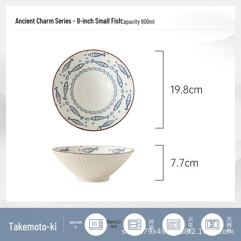 Exquisite 8-inch Japanese Bamboo Hat Ceramic Ramen Bowl - Simple, Colorful Underglaze Tableware for Soup