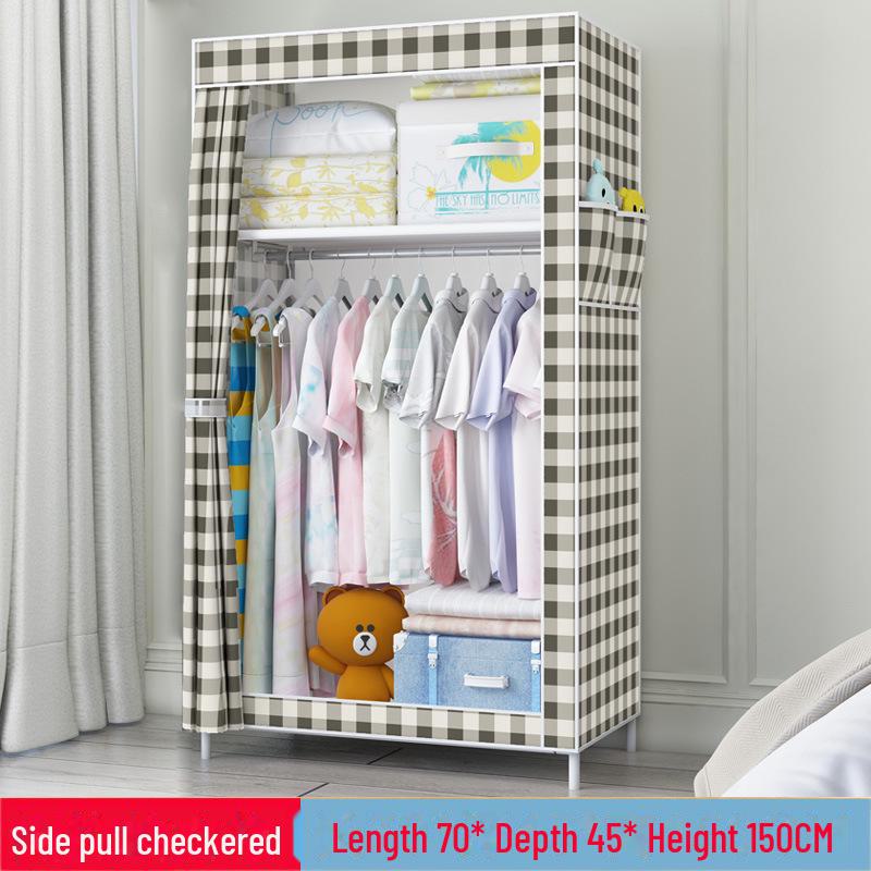 Простой складной шкаф из нетканого материала с защитой от пыли, стальной рамой и вешалкой