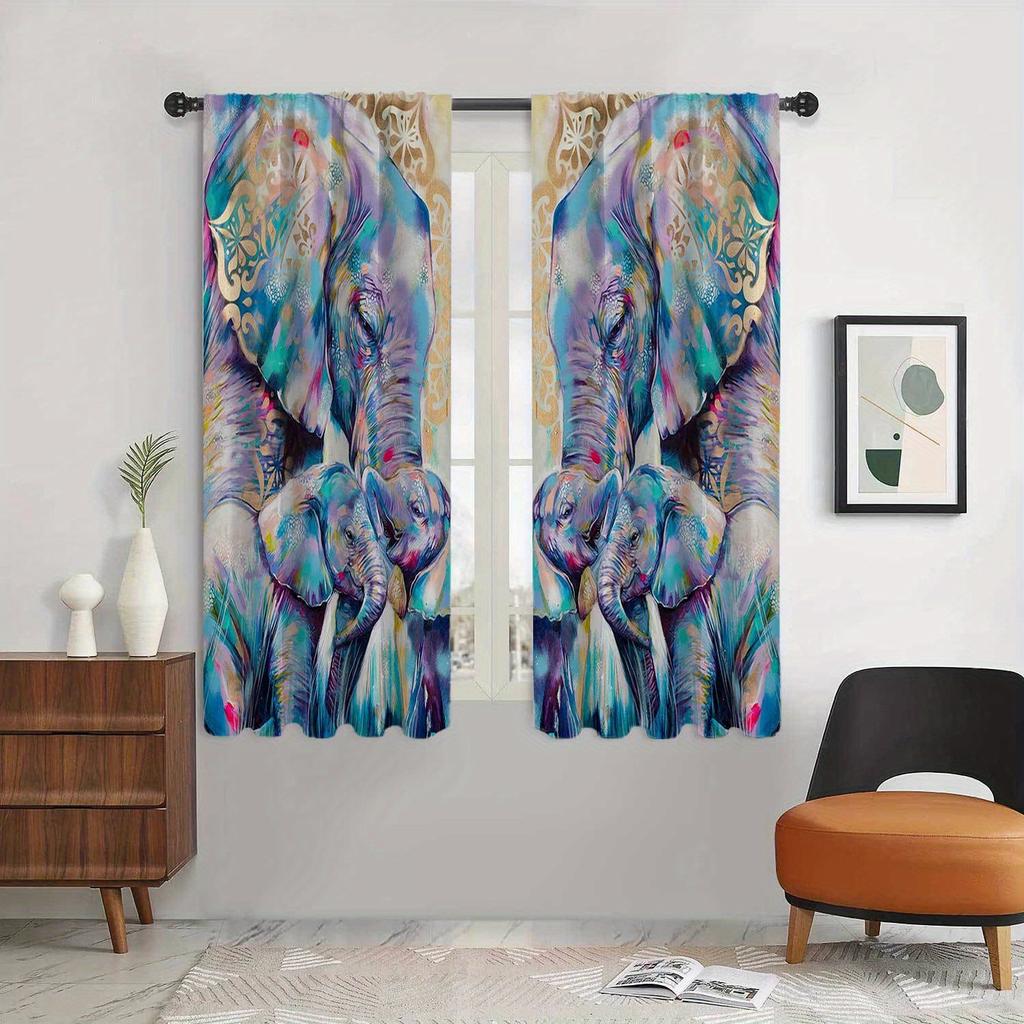 Bohemian Farmhouse Animals Printed Curtain Durable Doorway Drapes with Tie Back for Living Room Machine Washable Vintage Drapes
