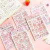 4Pcs Cute Pink  Sweetheart Cartoon Stickers Frosted PET Transparent Scrapbook Journal Sticker Deco Kawaii Girl Stationery Decals