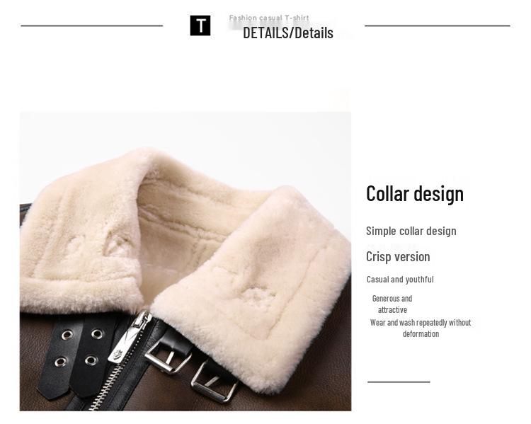 Мужская модная мотоциклетная куртка из овчины и ПУ-кожи - Короткая верхняя одежда из овечьей шерсти Осень/Зима