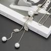 Japan and Korea fashion personalized leaves summer festival high-rise pearl fringed sweater chain long versatile accessories necklace