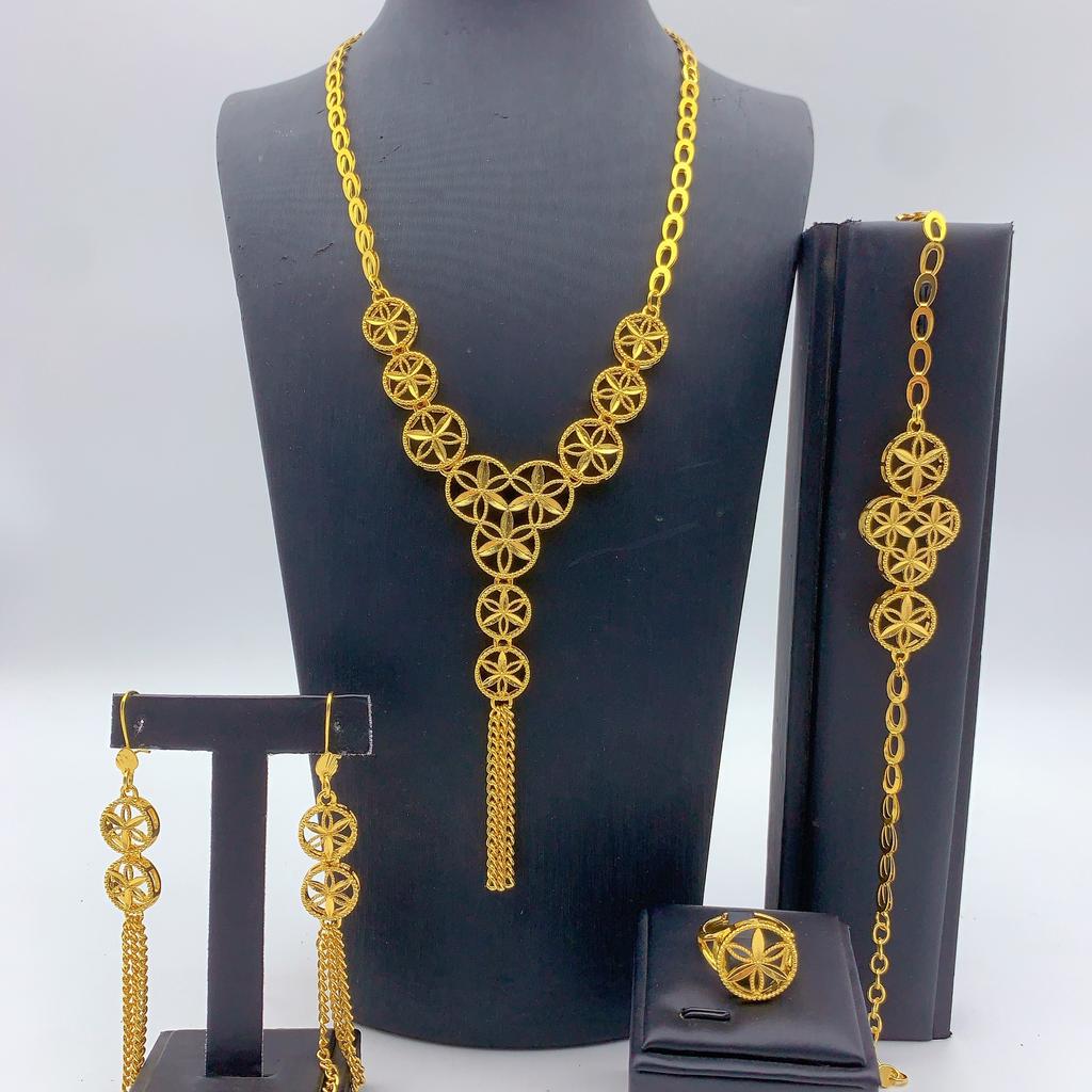 Middle East Dubai Bridal Jewelry Set Circle Necklace Earrings Saudi Wedding Necklace Earrings 2026