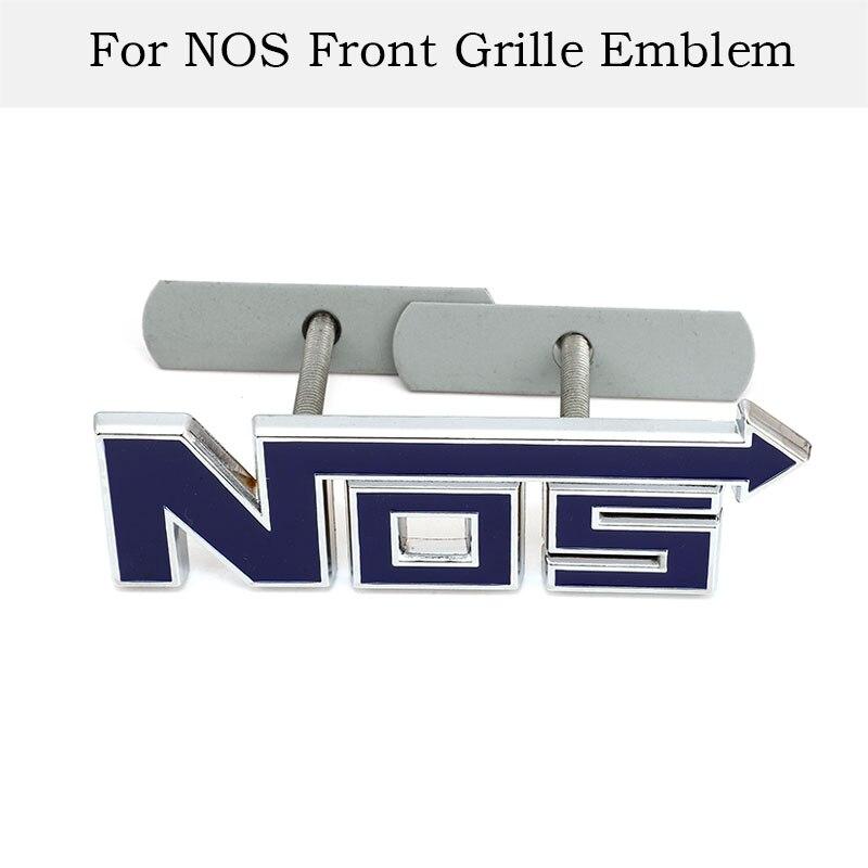 3D металлический логотип NOS, эмблема на передней решетке, значок, автомобильные наклейки, наклейки для BMW Honda Mercedes Auto Ford Focus Volkswagen Nissan Toyota