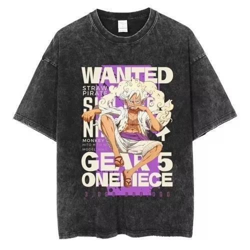 Japanese Anime ONE PIECE Graphic  Cotton Print TShirt Retro Washed Shortsleeved Top for Men Women YK Harajuku Tee