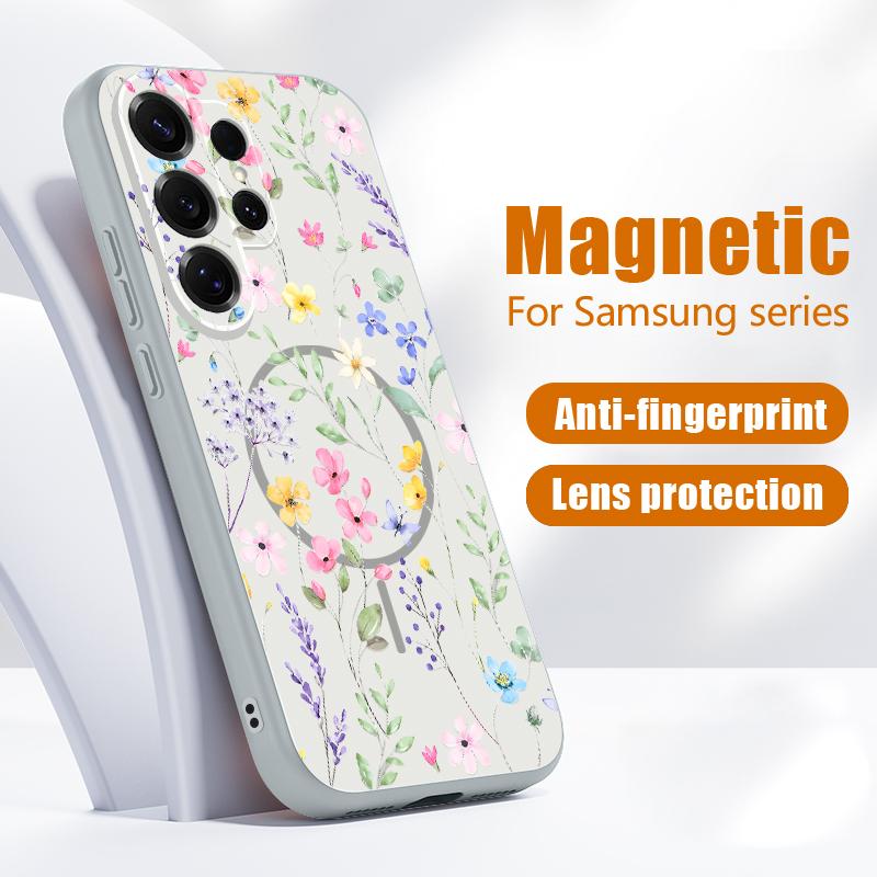 Чехол с принтом цветка розовой лилии для Samsung S26 Edge S25 FE S24 Plus S23 S22 Ultra A15 A16 A17 A35 A36 A37 A54 A55 A56 A57 5G Магнитная матовая крышка