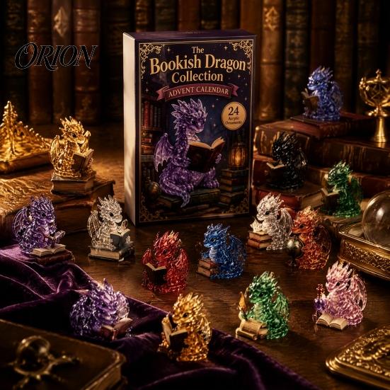 Праздничная подарочная коробка для детей Хрустальный Дракон Адвент-календарь 2026, 24 дня Фэнтези Книга для чтения Календарь обратного отсчета, 2D Плоские акриловые подвесные украшения Шт.
