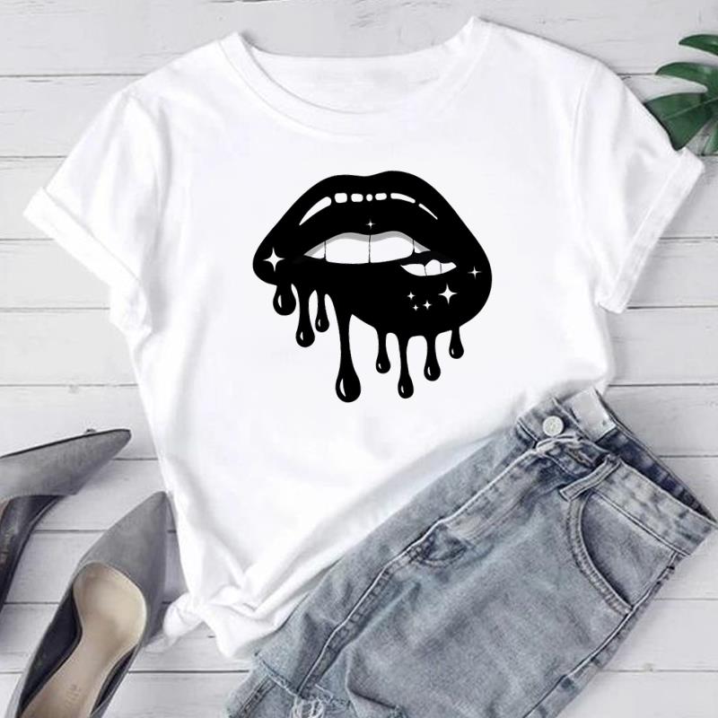 (Азиатский размер)Lip Sweet Make Up, милая женская модная футболка, женская футболка, футболка с короткими рукавами и принтом, футболки с графическим рисунком