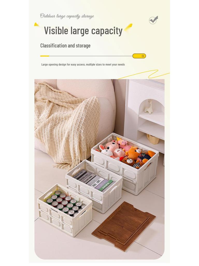 Портативная складная корзина для пикника с деревянной крышкой