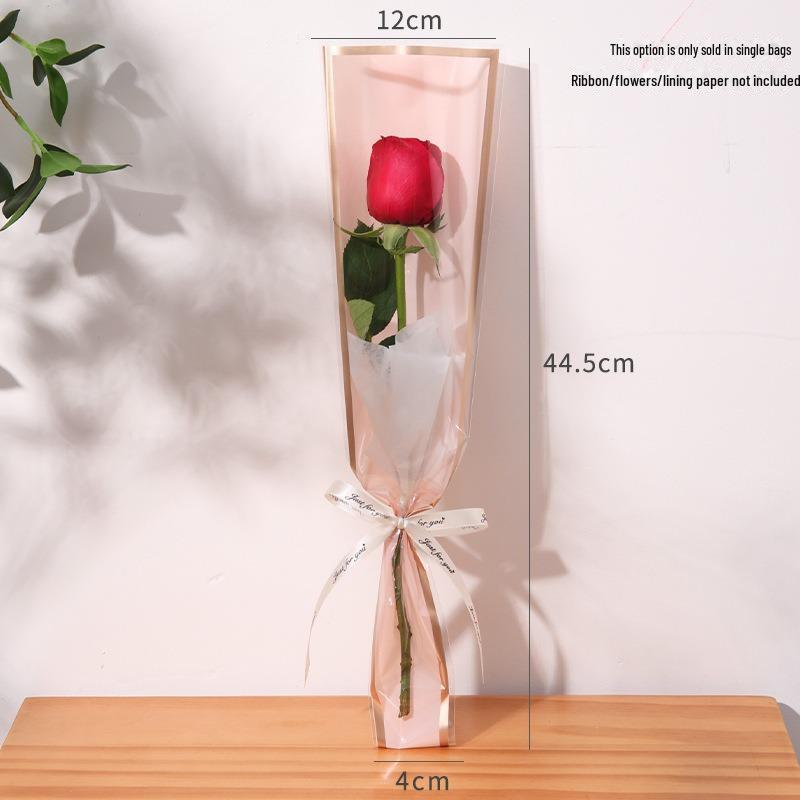 Valentine's Day Transparent Waterproof Flower Bag for Single Bouquet